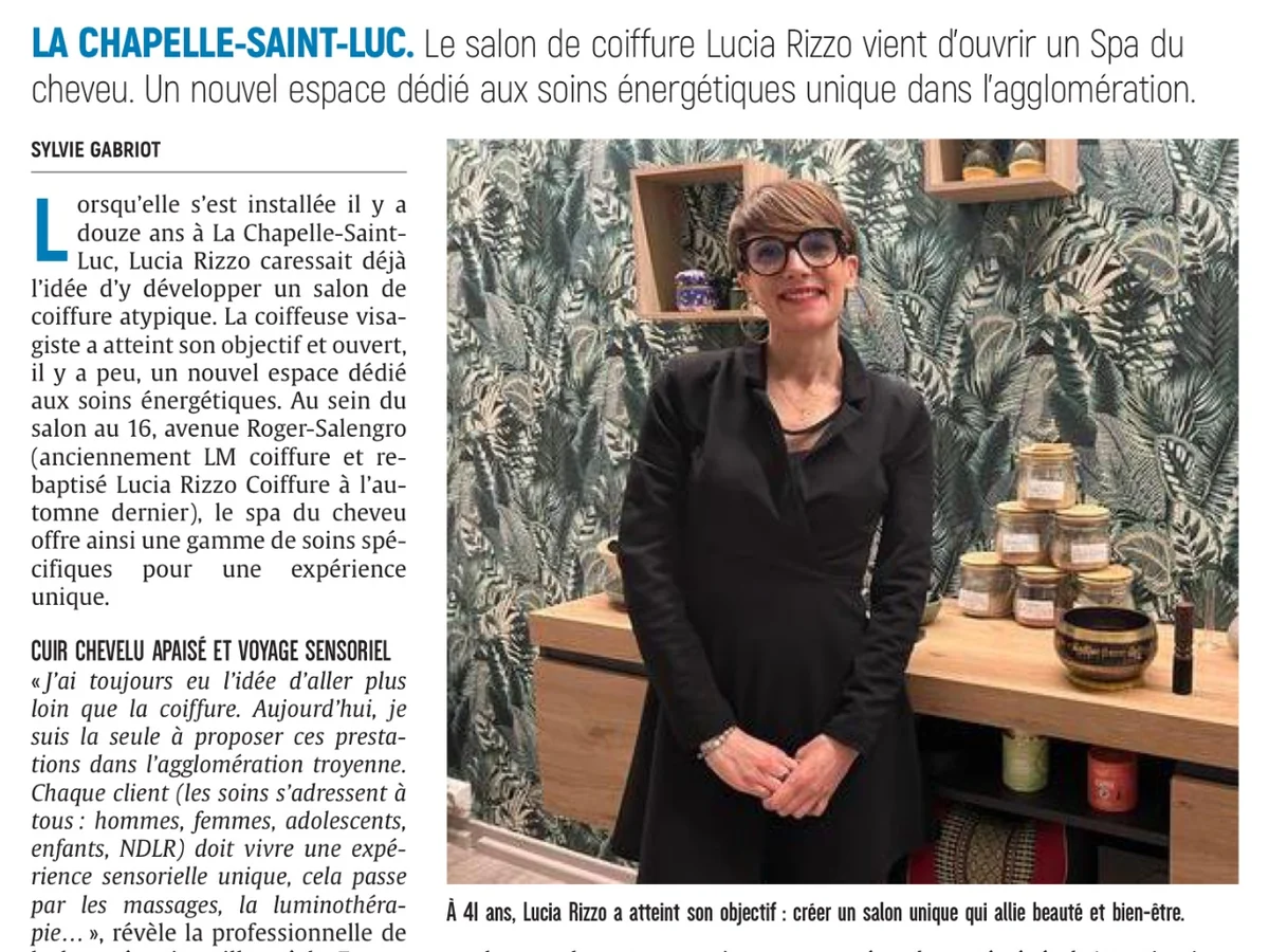 L’Est-Éclair Article de presse consacré au Spa du Cheveu de Lucia Rizzo